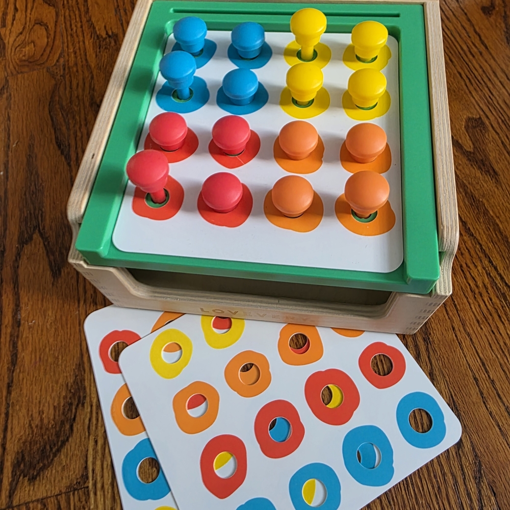 Vibrant Wooden Peg Board Set for Kids